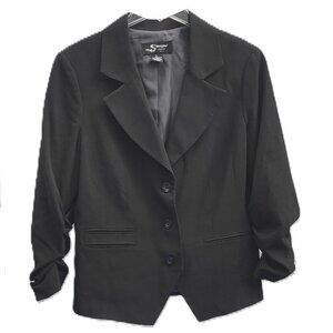 Sharagano Studio Black Blazer Short with Ruched 3/4 Sleeves Size Large